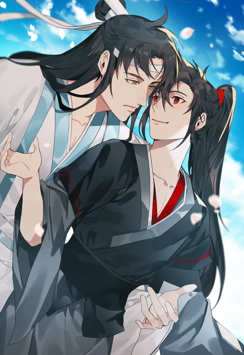 wei wuxian and lan wangji (modao zushi) drawn by jujeop