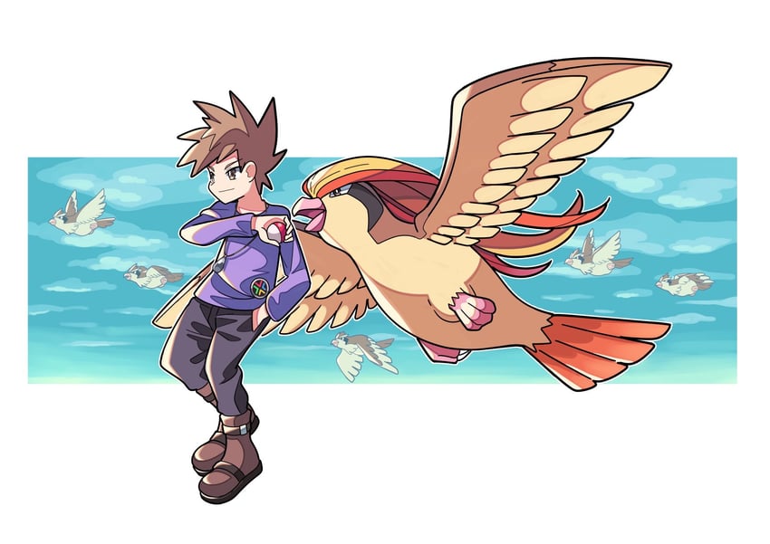 blue oak, pidgey, and pidgeot (pokemon and 1 more) drawn by stchame
