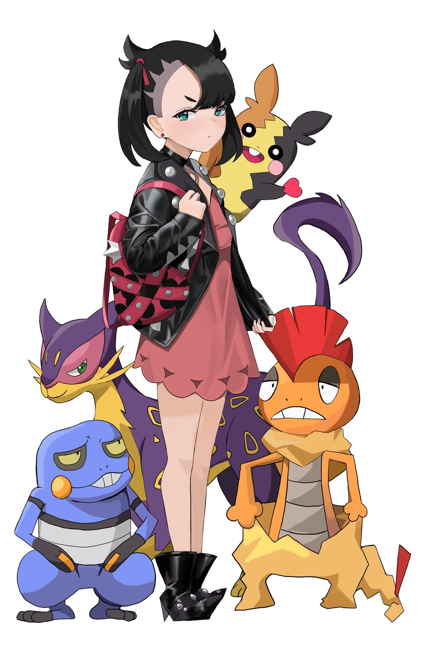 marnie, morpeko, croagunk, liepard, and scrafty (pokemon and 1 more) drawn by bellone
