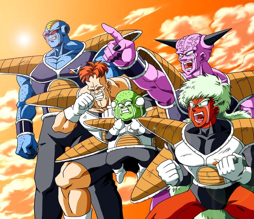 captain ginyu, jeice, burter, ginyu force, recoome, and 1 more (dragon ball and 1 more) drawn by shinomiya_akino
