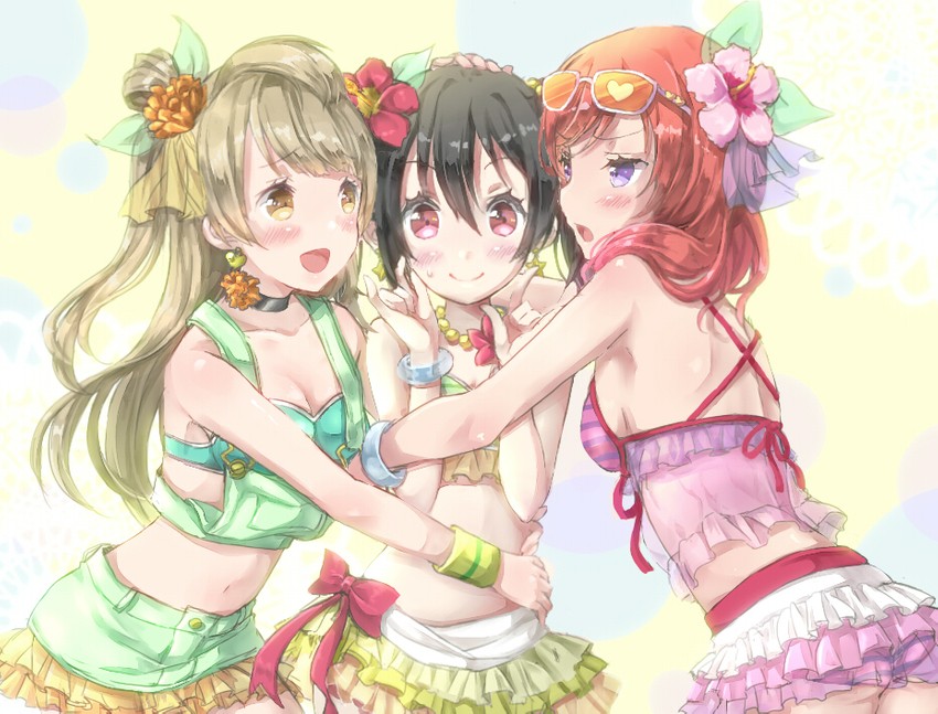 nishikino maki, yazawa nico, and minami kotori (love live! and 1 more) drawn by hinausa