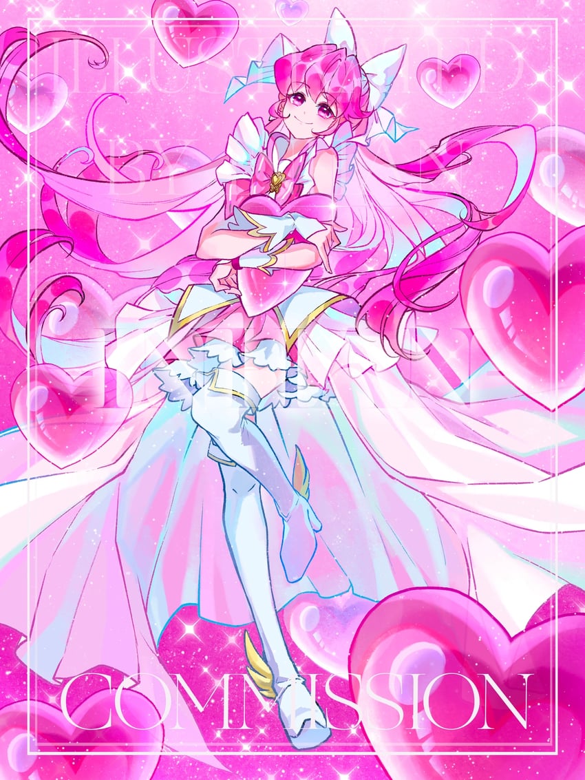 aino megumi, cure lovely, and forever lovely (precure and 1 more) drawn by inhan