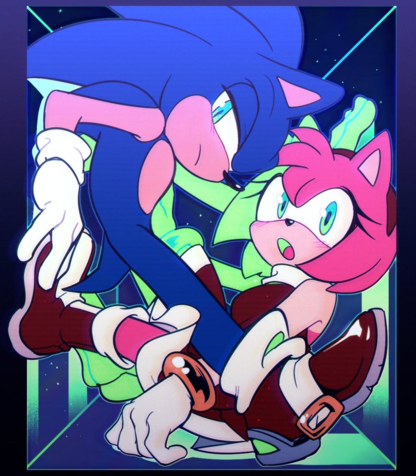 sonic the hedgehog and amy rose (sonic) drawn by weon1119