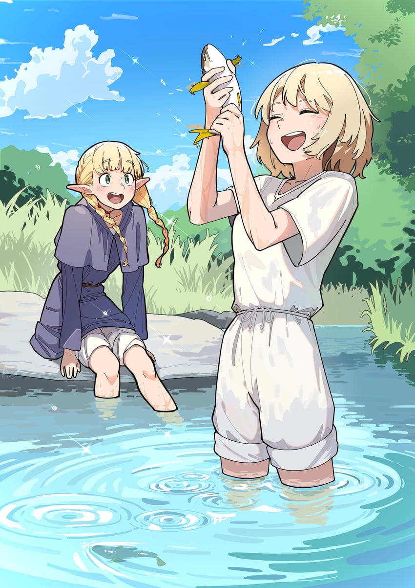 marcille donato and falin touden (dungeon meshi) drawn by hanten_(hantennano)