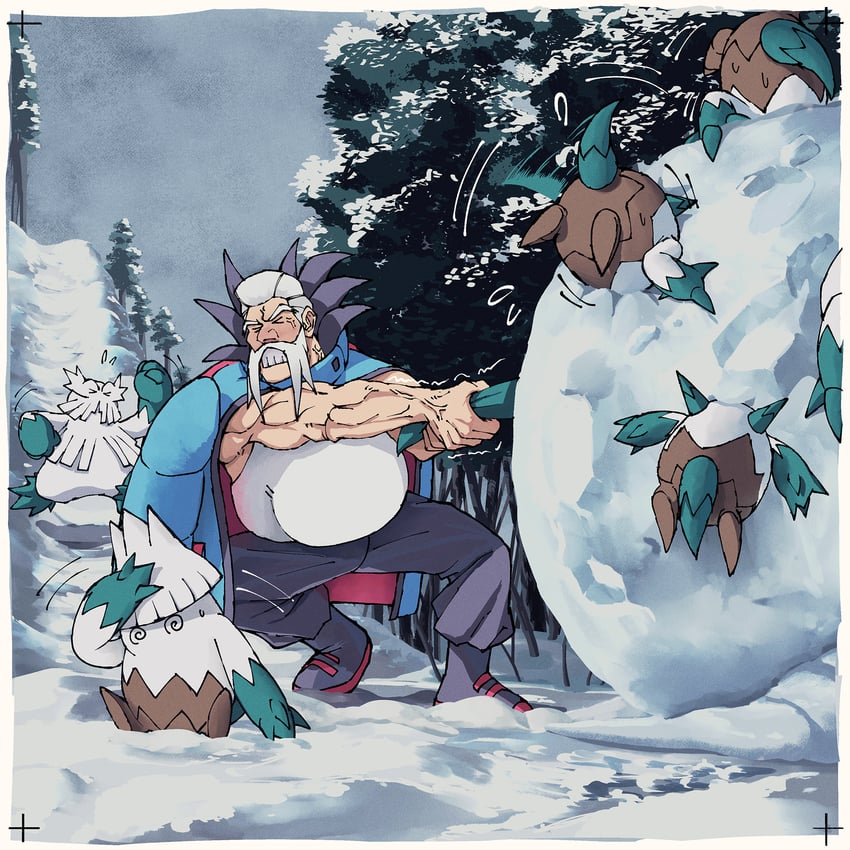 abomasnow, snover, and wulfric (pokemon and 1 more) drawn by how_long