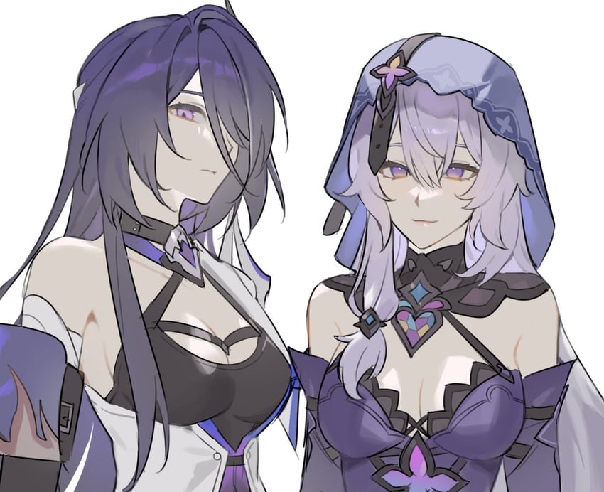 acheron and black swan (honkai and 1 more) drawn by ridnmkl