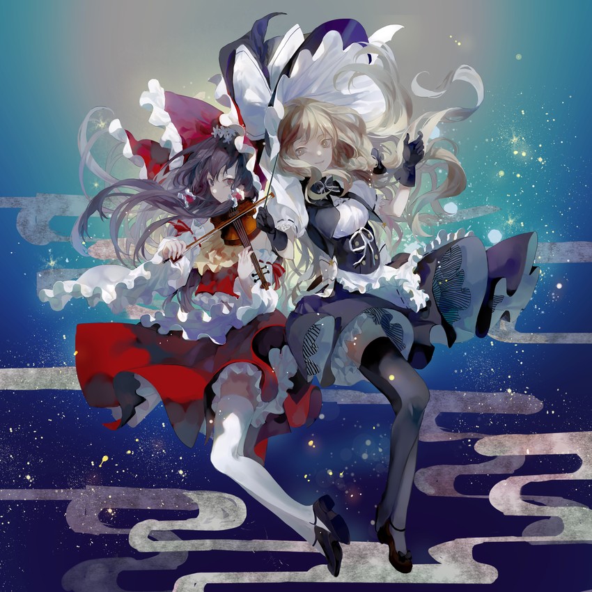 hakurei reimu and kirisame marisa (touhou) drawn by cui_(jidanhaidaitang)