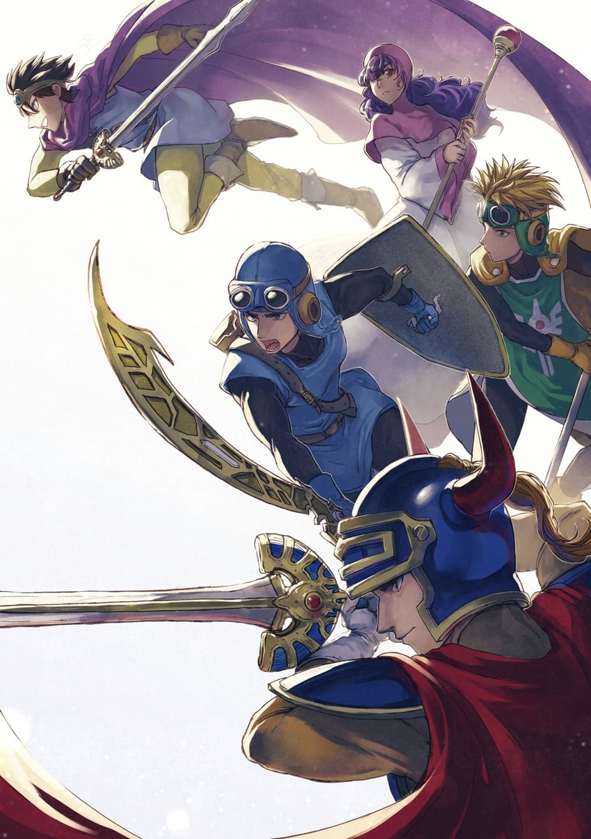 princess of moonbrook, roto, prince of lorasia, prince of samantoria, and hero (dragon quest and 3 more) drawn by tsubo_jiro