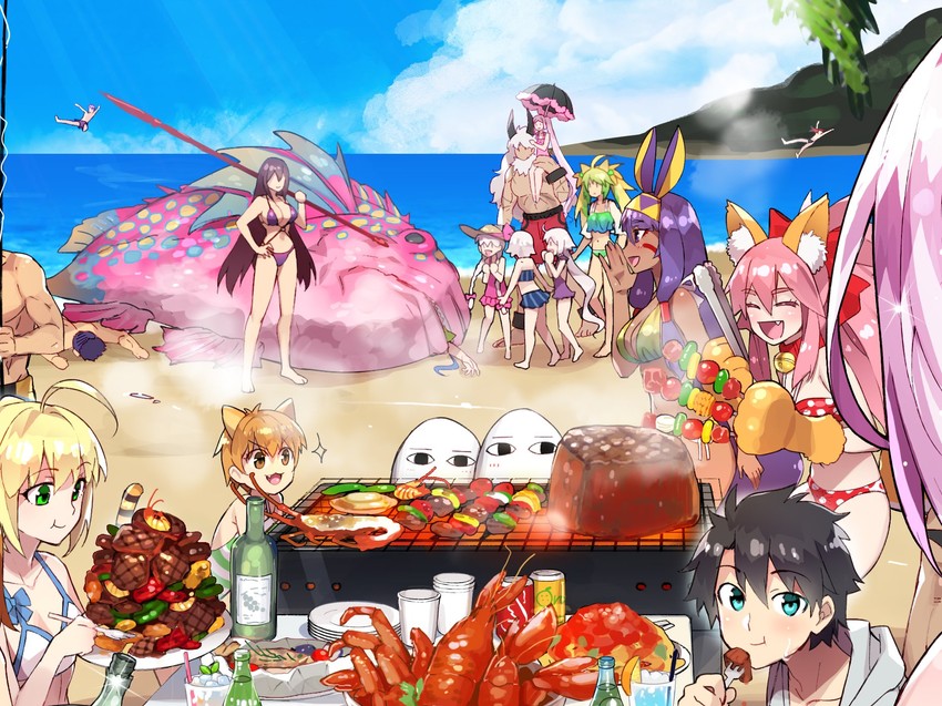 artoria pendragon, mash kyrielight, fujimaru ritsuka, tamamo, scathach, and 15 more (fate and 1 more) drawn by redrop