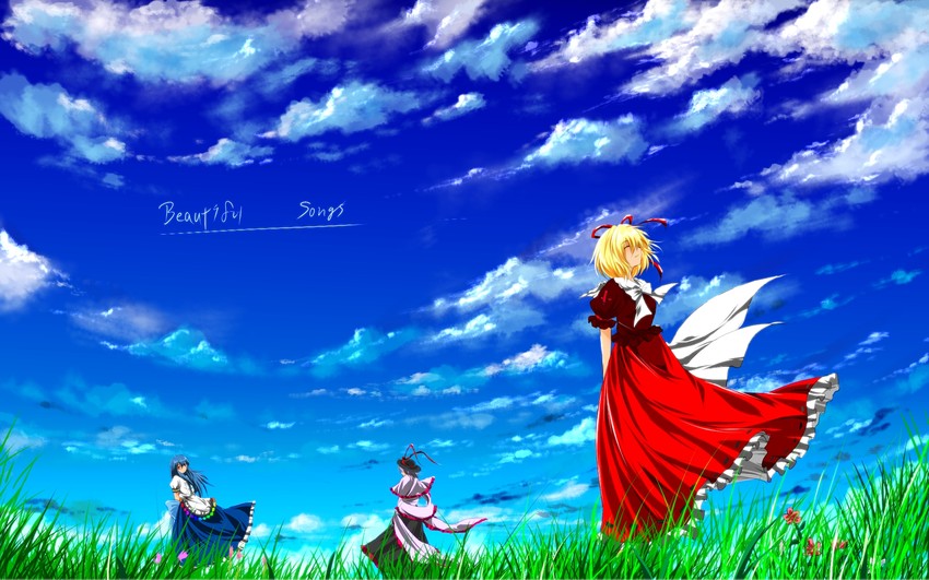 hinanawi tenshi, nagae iku, and medicine melancholy (touhou) drawn by nekominase