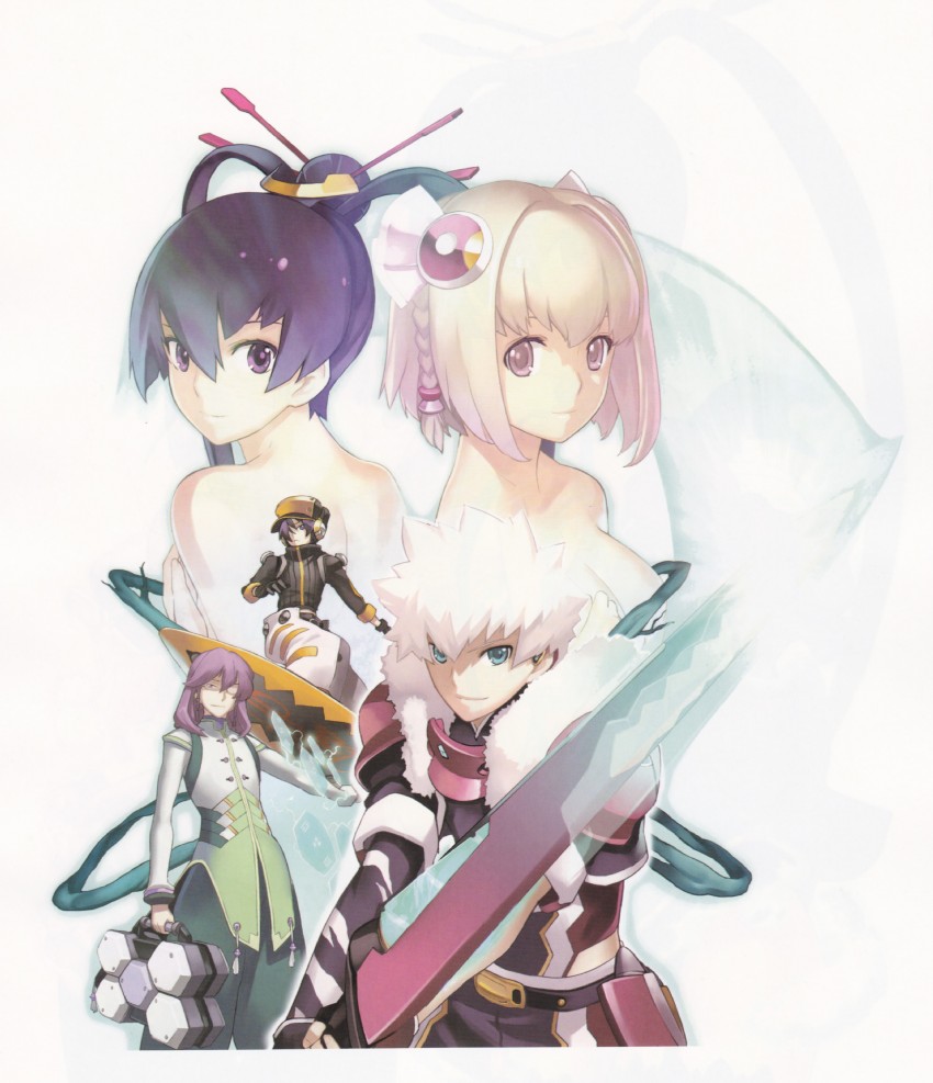 saki, finnel, aoto, tatsumi, and hikari gojou (ar tonelico and 1 more) drawn by nagi_ryou