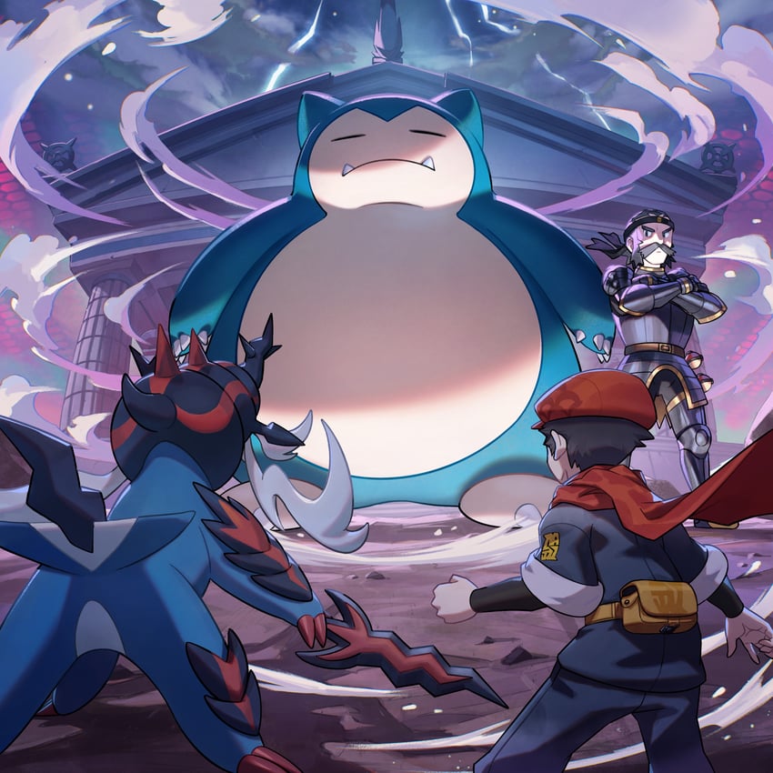 snorlax, rei, hisuian samurott, and kamado (pokemon and 1 more) drawn by murayama_ryota