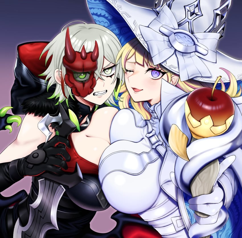 diabellstar the black witch and diabellze the original sinkeeper (yu-gi-oh!) drawn by olf_factory