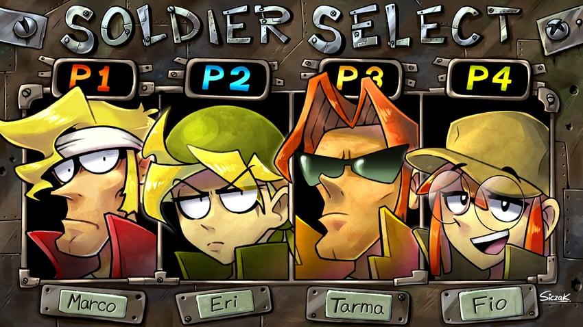 fio germi, kasamoto eri, marco rossi, and tarma roving (metal slug) drawn by siczak