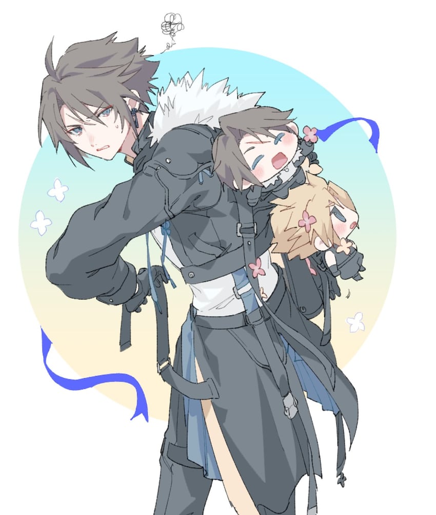 cloud strife and squall leonhart (final fantasy and 2 more) drawn by pokashi
