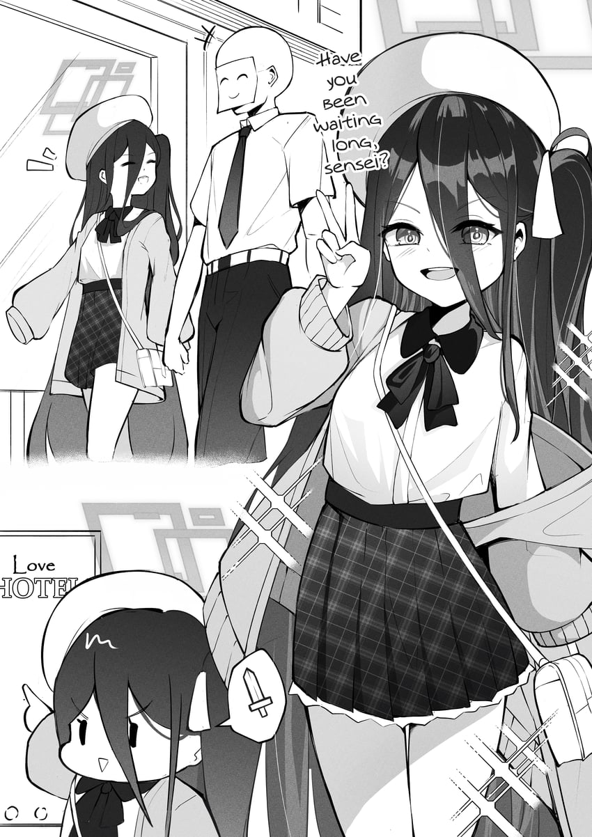 sensei, doodle sensei, and aris (blue archive) drawn by clover_dot_(clov_erd)