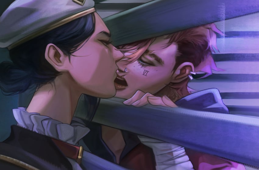 vi, caitlyn, arcane vi, and arcane caitlyn (league of legends and 1 more) drawn by dhqla66
