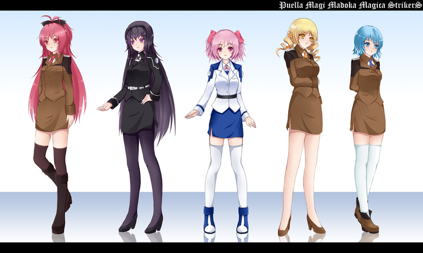 akemi homura, kaname madoka, miki sayaka, sakura kyoko, and tomoe mami (mahou shoujo madoka magica and 2 more) drawn by dclockwork