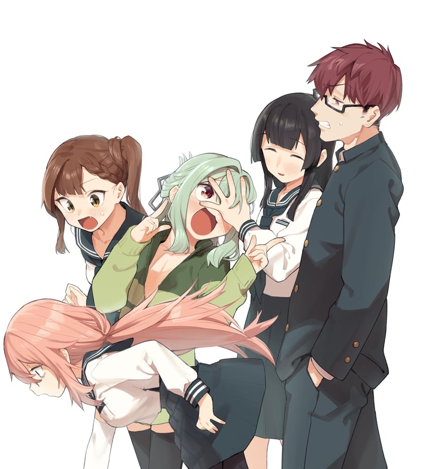 michinoku komaro, otori tan, kotobuki hisako, terui arisu, and mizunoe ume (seitokai ni mo ana wa aru!) drawn by muchi_maro