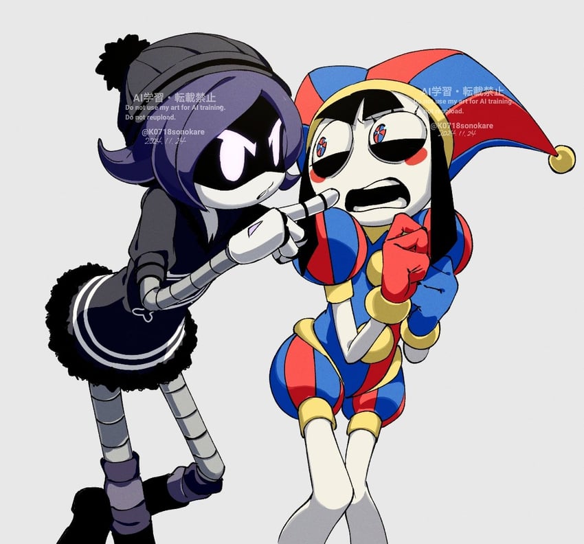 pomni and uzi (the amazing digital circus and 1 more) drawn by sonokare