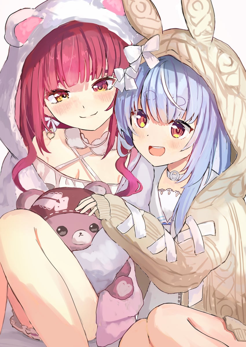 houshou marine and usada pekora (hololive) drawn by charlotte11037