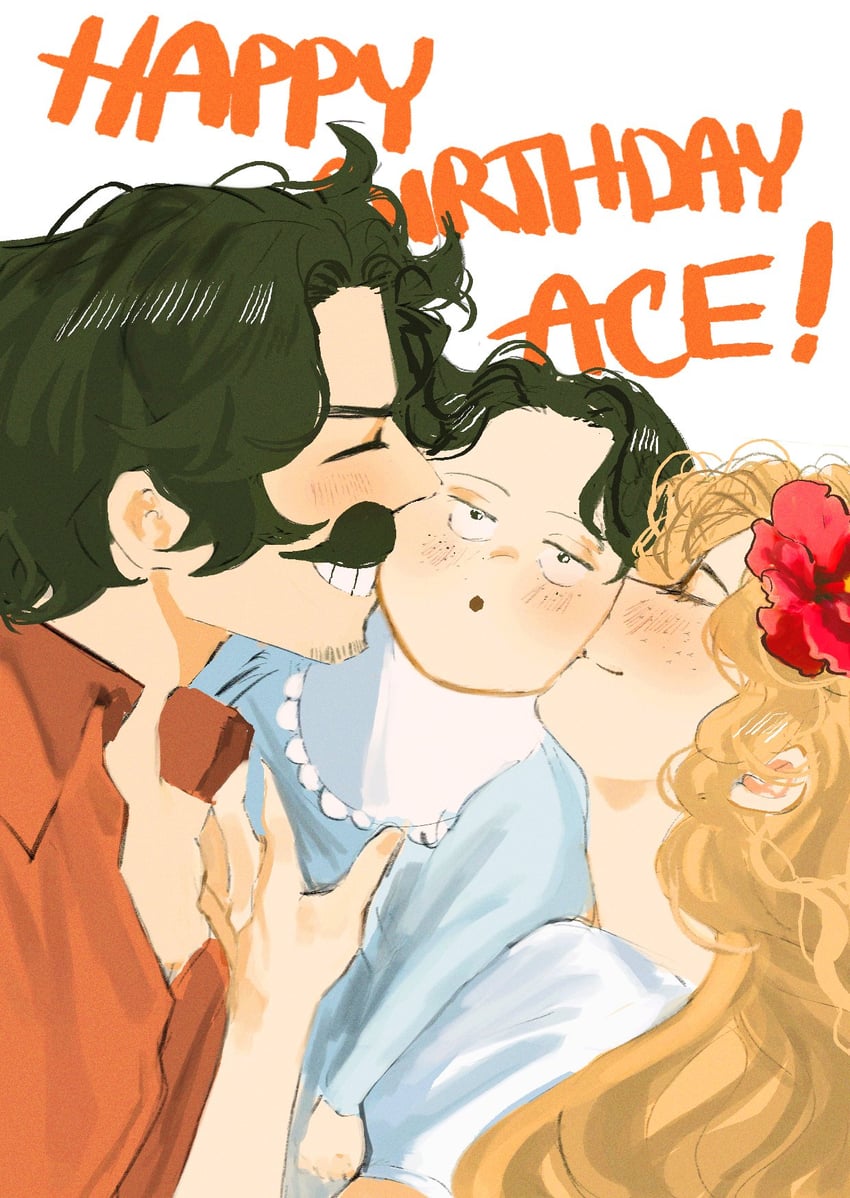 portgas d. ace, gol d. roger, and portgas d. rouge (one piece) drawn by oh_no_nori
