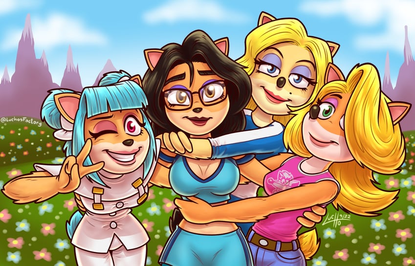 tawna bandicoot, megumi bandicoot, and liz bandicoot (original and 1 more) drawn by luchosfactory