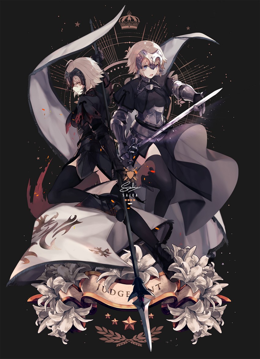 jeanne d'arc and jeanne d'arc alter (fate and 2 more) drawn by navvvtis