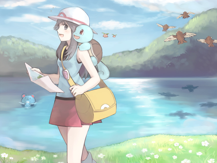 leaf, squirtle, marill, hoppip, and pidgey (pokemon and 1 more) drawn by usanoha