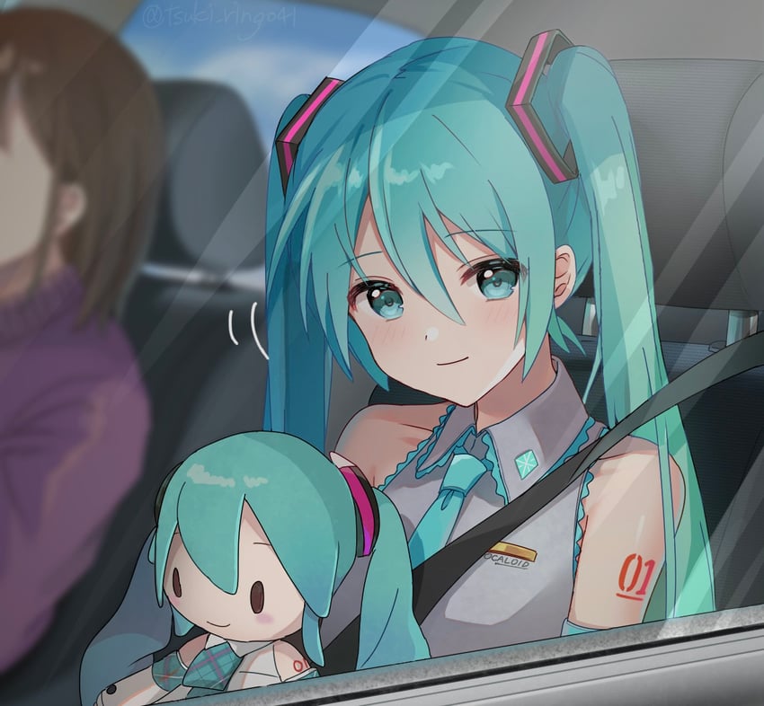 hatsune miku, magical mirai miku, and master (vocaloid and 1 more) drawn by tsukiringo