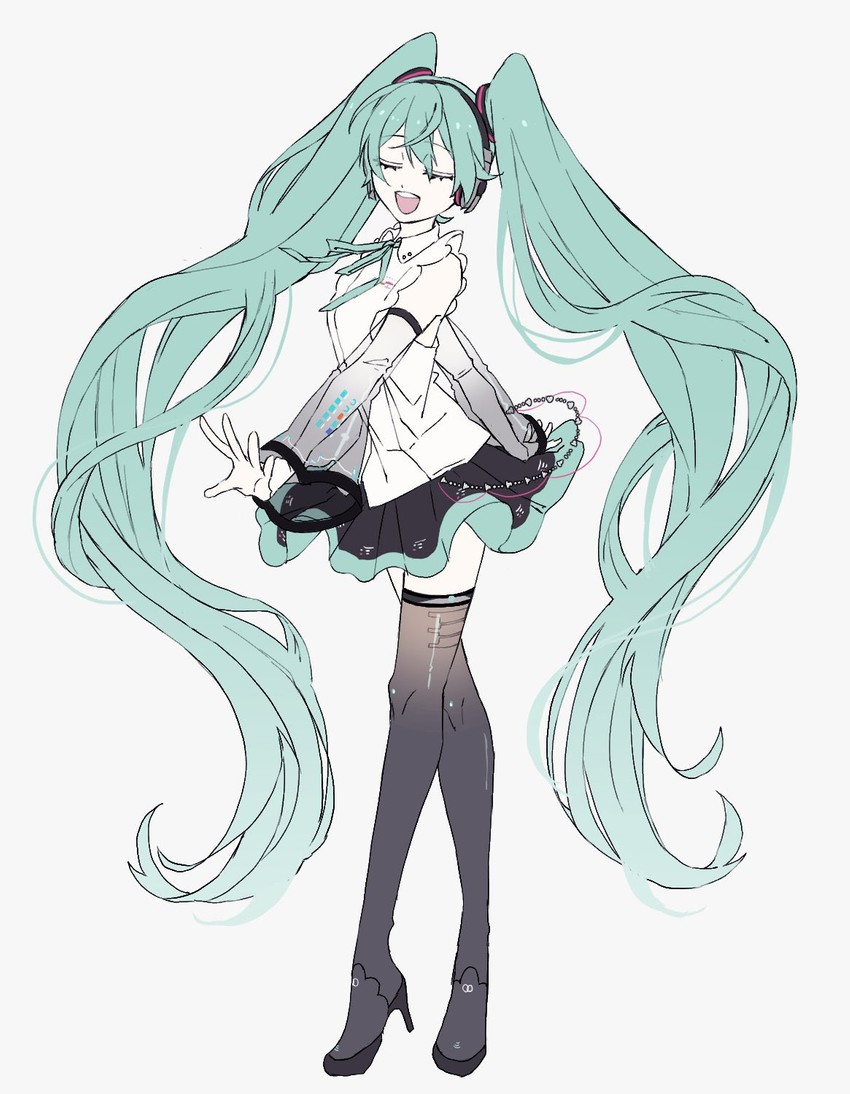 hatsune miku (vocaloid and 1 more) drawn by eiku