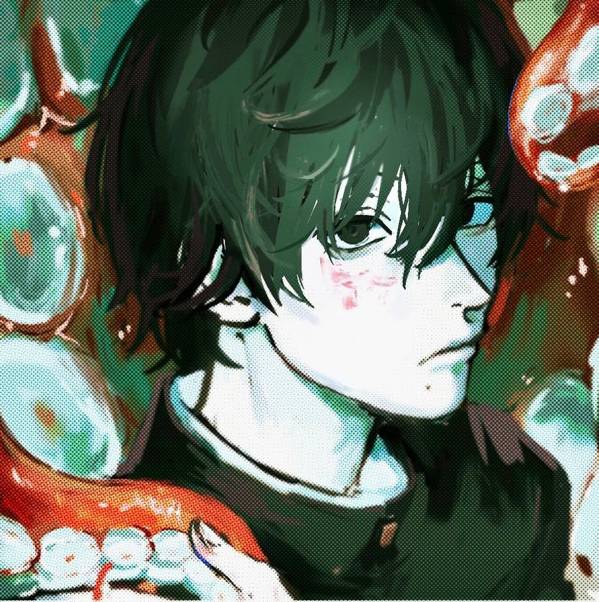 yoshida hirofumi and octopus devil (chainsaw man) drawn by 637_00e_seran