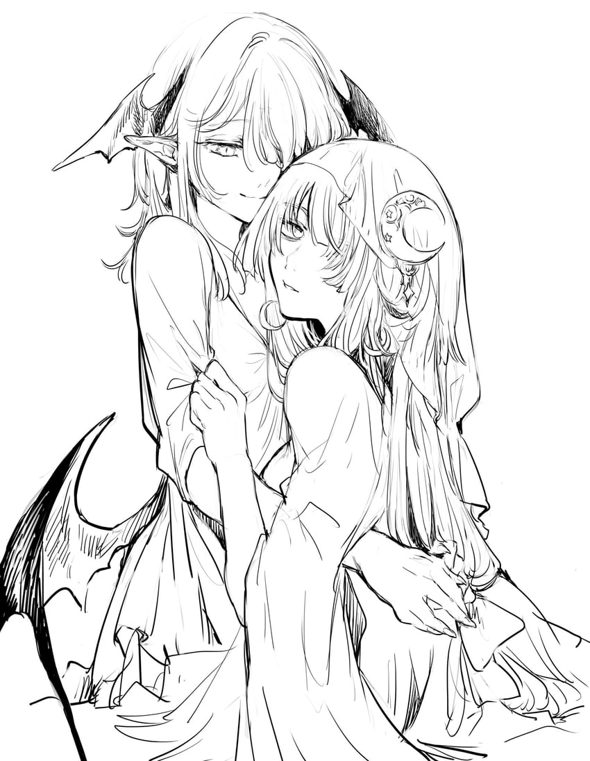 patchouli knowledge and koakuma (touhou) drawn by risui_(suzu_rks)