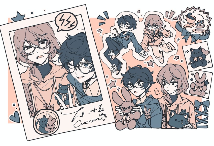 amamiya ren and akechi gorou (persona and 1 more) drawn by catrom_nya