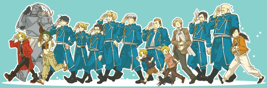edward elric, alphonse elric, winry rockbell, riza hawkeye, ling yao, and 8 more (fullmetal alchemist and 1 more) drawn by mattsu
