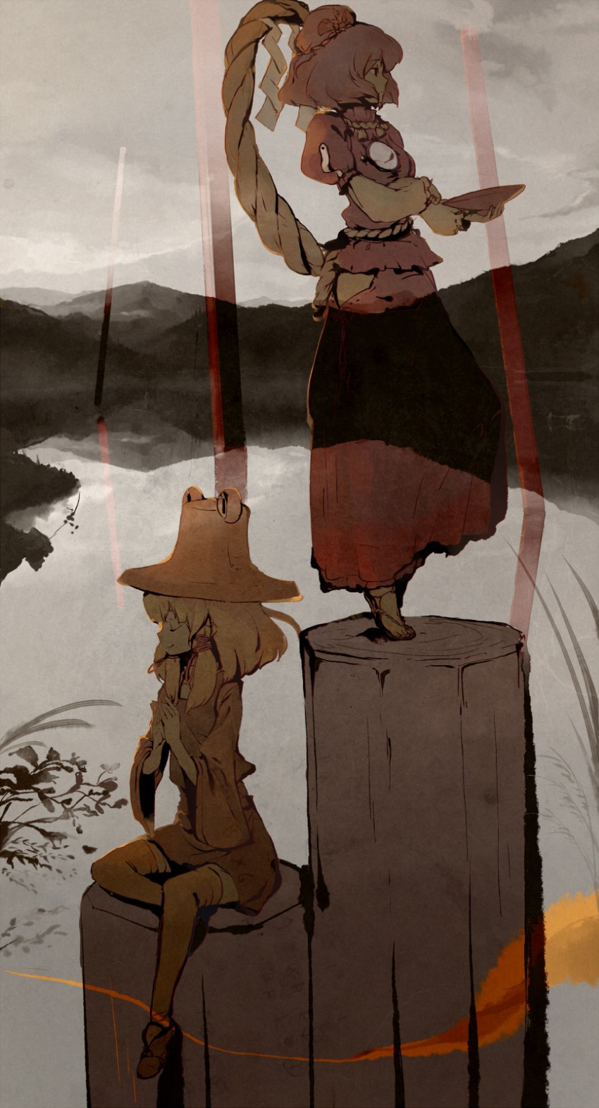 moriya suwako and yasaka kanako (touhou) drawn by tcmk