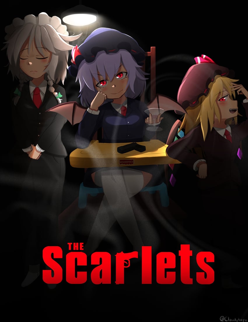 remilia scarlet, flandre scarlet, and izayoi sakuya (touhou and 1 more) drawn by cloudykeyz