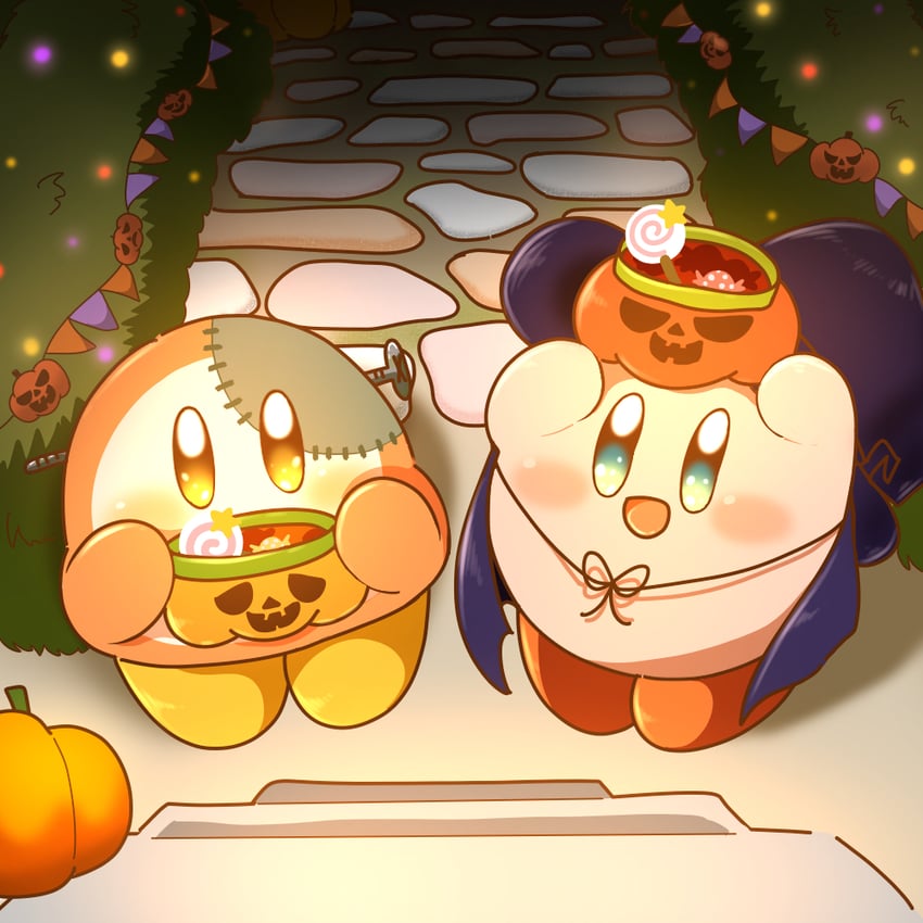 kirby and waddle dee (kirby) drawn by mochi_(mochi235_en)