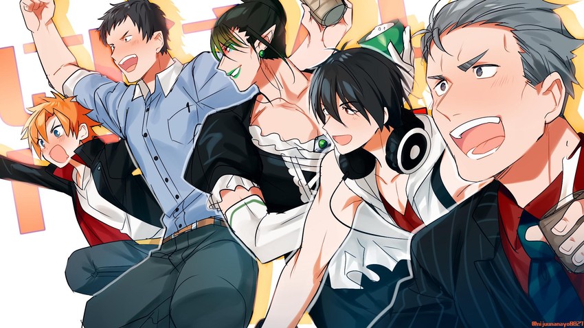 yumeoi kakeru, yashiro kizuku, hanabatake chaika, maimoto keisuke, and nakao azuma (nijisanji) drawn by ninahachi