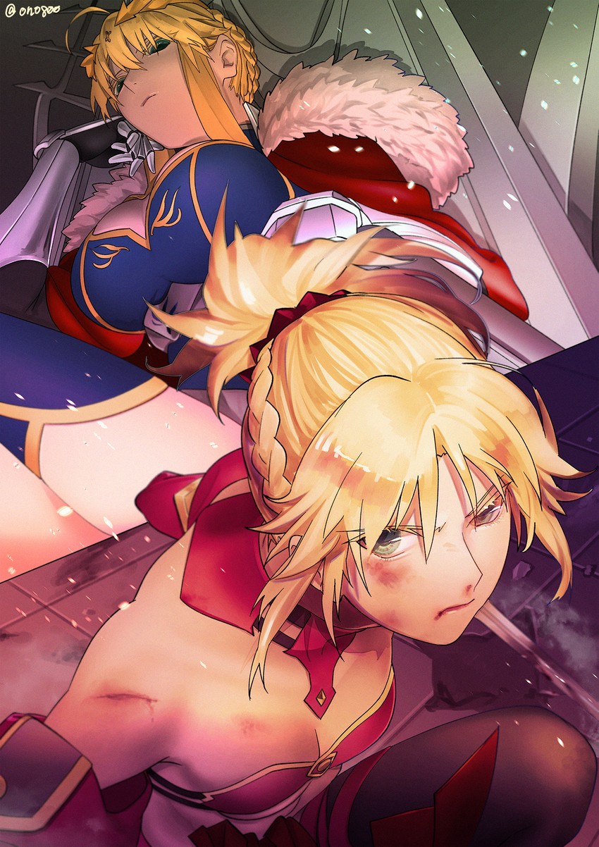 artoria pendragon and mordred (fate and 2 more) drawn by ono_tako