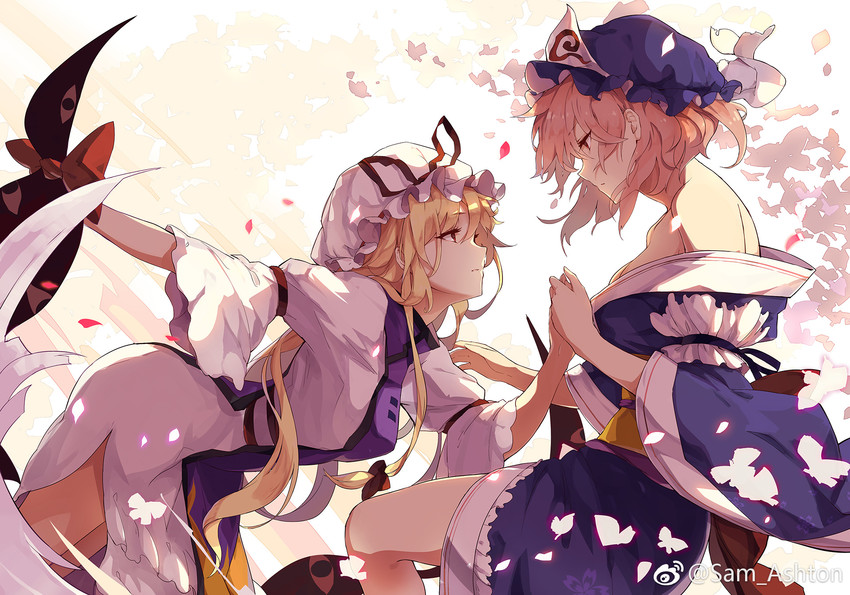 yakumo yukari and saigyouji yuyuko (touhou) drawn by sam_ashton