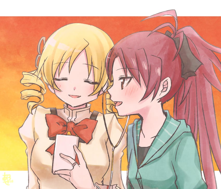 sakura kyoko and tomoe mami (mahou shoujo madoka magica) drawn by aroze