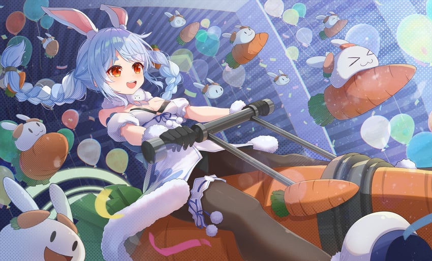 usada pekora, don-chan, and pekomon (hololive) drawn by agiri_(agiri_box)