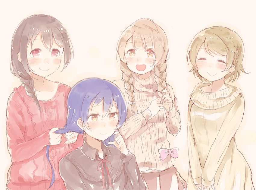 sonoda umi, yazawa nico, minami kotori, and koizumi hanayo (love live! and 1 more) drawn by shijimi_kozou