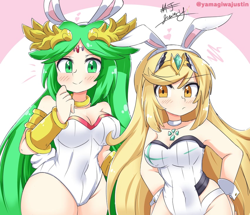 palutena and mythra (xenoblade chronicles and 3 more) drawn by yamagiwajustin
