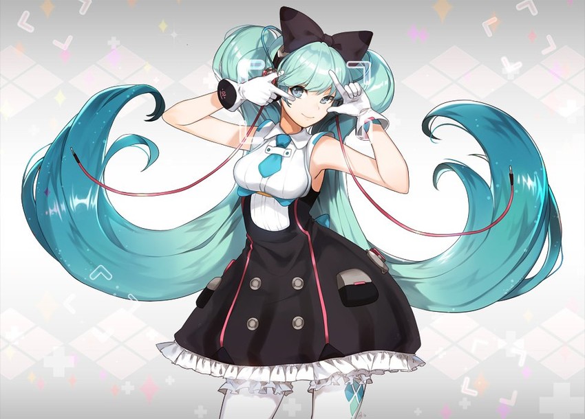 hatsune miku and magical mirai miku (vocaloid and 1 more) drawn by nagu