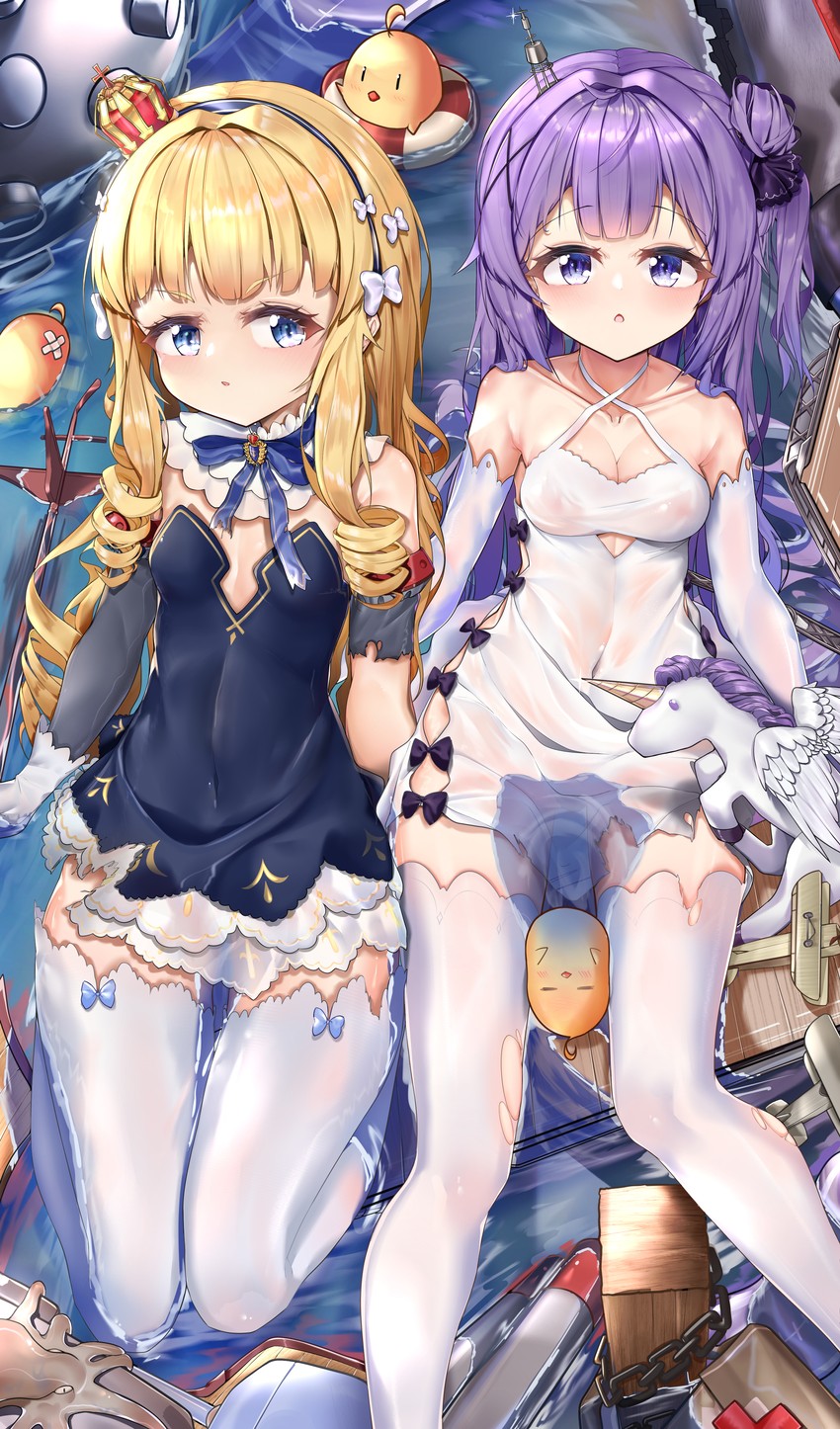 manjuu, unicorn, and queen elizabeth (azur lane) drawn by qwertame