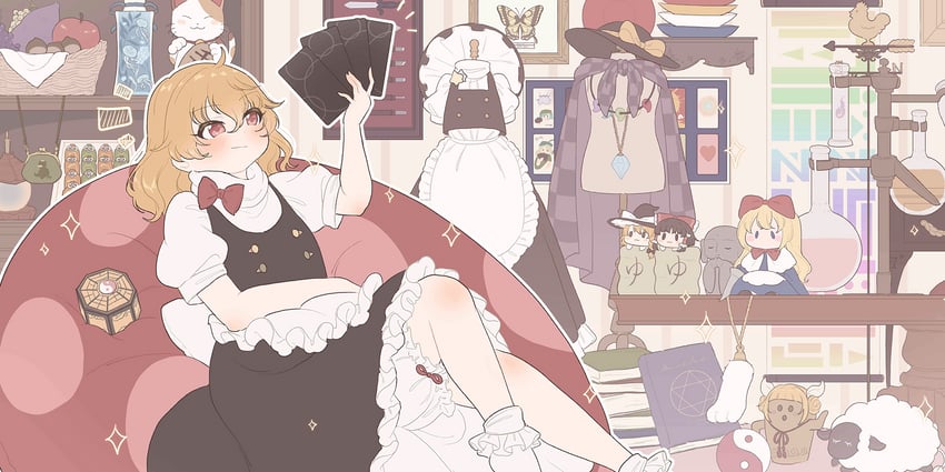 hakurei reimu, kirisame marisa, and shanghai doll (touhou and 2 more) drawn by sakurasaka