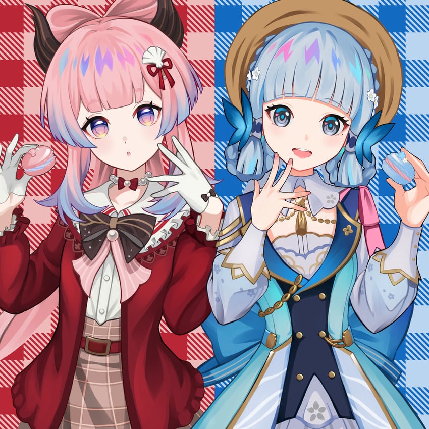 kamisato ayaka and sangonomiya kokomi (genshin impact) drawn by kurenairan77
