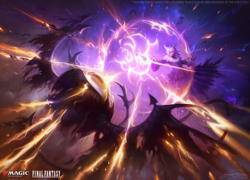 y'shtola rhul and ahriman (final fantasy and 2 more) drawn by justyna_dura